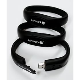 Aardvark Black Water Resistant 4GB Silicone USB Wristband Flashband Flash Memory Bracelet