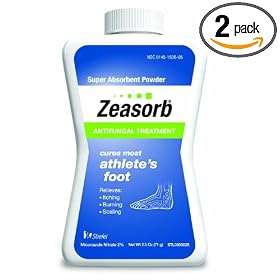 Zeasorb Super Absorbant Antifungal Powder, Foot Care, 2.5-Ounce Bottles (Pack of 2) [Package may vary]