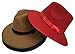 Bigood Unisex Women Imitation Cashmere Large Brim Panama Sun Fedora Hat Red