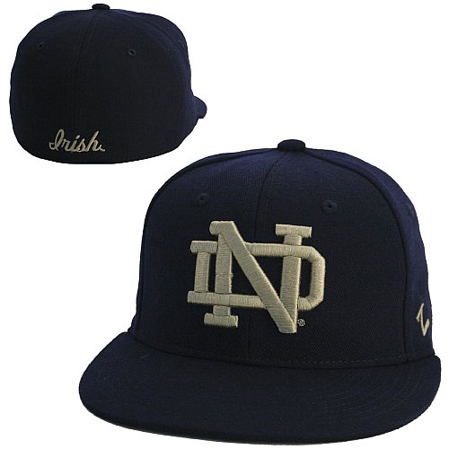 Zephyr Notre Dame Fighting Irish Slider Fitted Dark Navy Hat 7 5/8