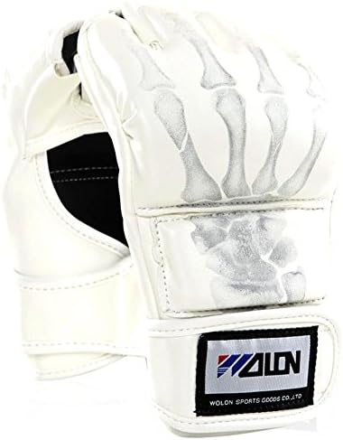 Young Star Half Finger Boxing Gloves Sanda Fighting Sandbag Gloves MMA UFC (Whitw)