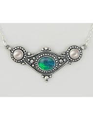 Sterling Silver Necklace Featuring Opal Triplet and Pearl Made in America!