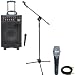 Pyle Speaker, Mic, Cable and Stand Package - PWMA1050 800 Watt VHF Wireless Battery Powered Pa Syste