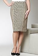  Panelled Chevron Stripe Ponte Skirt