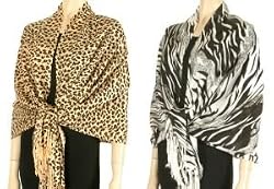 Gorgeous Zebra/Leopard Print 100% Pashmina Scarves