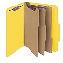 Smead Pressboard Classification File Folder with SafeSHIELD&reg; Fasteners, 3 Dividers, 3" Expansion, Letter Size, Yellow, 10 per Box (14098)