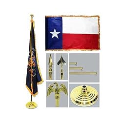 Texas 4ft x 6ft Flag telescoping Flagpole Base and Tassel