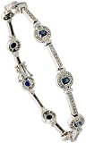 14k White Gold 7 Bracelet, w/ 1.0 Carat Round Top Light Brown Diamonds & 1.44 Carats Round Cut Blue Sapphire Stones, 1/4 (7mm) wide