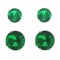 Emerald Color Silver Birthstone 2-Pair Set