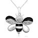 Sterling Silver and Enamel Bumble Bee Diamond Pendant, 18"
