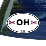 OH OHIO State Auto Oval Flag - Window Bumper Laptop Sticker