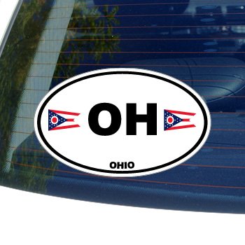 OH OHIO State Auto Oval Flag - Window Bumper Laptop Sticker
