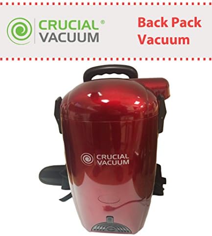 Red Crucial Back Pack Vacuum &amp; Blower, 4PK Filter Kit &amp; 10PK Bags, Includes Many Attachment Tools, Compare to Part # KBP01, Designed &amp; Engineered by Crucial Vacuum