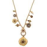 Summer Flowers Long Charm Necklace
