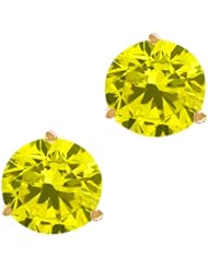 1.10 Ct Round Canary SI1-SI2 Diamond 18K Yellow Gold Stud Earrings