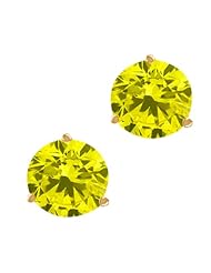 1.60 Ct Round Canary SI1-SI2 Diamond 18K Yellow Gold Stud Earrings