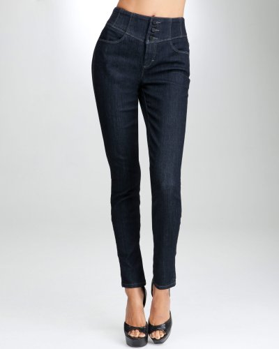 High-Waist 3-Button Skinny Jean - RINSE (28)