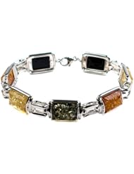 Multicolor Amber Sterling Silver Large Bracelet