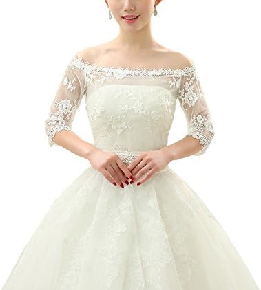 Qunvian Women's Tulle Bolero Wedding Half Sleeve Wedding Jacket