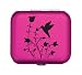 Light Weight Metal Divided Pill Box Pillbox Case New Hinged - Raspberry Hummngbird