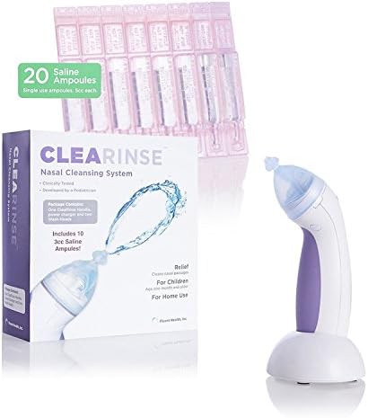 Clearinse Nasal Aspirator &amp; Irrigation System - For Babies and Children w/ Extra Sterile Saline Ampoules - Pure Salt Water - (20 Count)