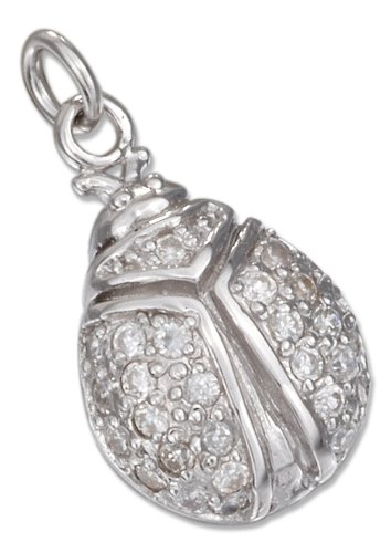 STERLING SILVER PAVE CUBIC ZIRCONIA LADYBUG CHARM