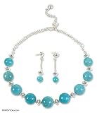 Amazonite jewelry set, 'Bubbles' 0.2 W 18.5 L