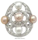 4mm Genuine Freshwater Pearl Pave CZ Ring