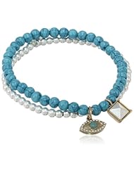 NINE WEST VINTAGE AMERICA "Royal Charmer" Silver and Turquoise Combo Stretch Bracelet, 2.3"