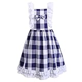 Pettigirl子供 ベビードレス こども パーティー メイド風 チェック柄ガールズワンピース 165cm [並行輸入品]