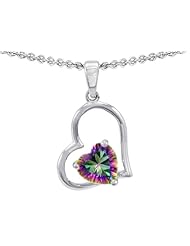 Original Star K (tm) 8mm Heart Shape Rainbow Mystic Topaz Pendant in .925 Sterling Silver