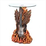 Rock N Roll Guitar Figural Base Glass Top Accent Table