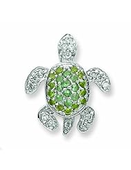 Sterling Silver Clear, Green and Blue CZ Turtle Pendant