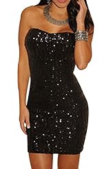 Sexy Strapless Sleeveless Sequined Nylon/Polyester Summer Tunic 