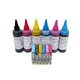 PrintPayLess Brand Refillable Ink Cartridges for Epson 48(non-OEM) ink: Epson Printers R200, R220 + 600 ml PrintPayLess UV resistant refill Ink