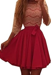 Checkered Print Polyester/Spandex Ruched Lace Spring Winter Skater Dress  With a Sash 