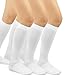 TeeHee Microfiber Compression Socks with Rib - Comfort, Soft, Relieve Leg Fatigue Knee High, White, Large