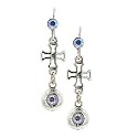 Delicate Inspirations Bejeweled Cross Earrings (Silver)