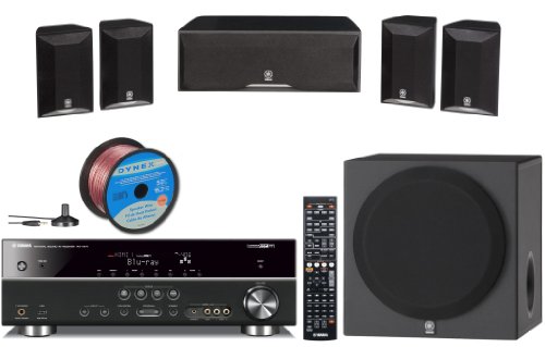 Yamaha Complete CINEMA DSP 3D Ready Home Theater System with 5.1-channel 525 Watt AV Receiver + 4 Surround Satellite Speakers + 1 Center Channel Speaker + 1 Front Firing 100W Powered 8