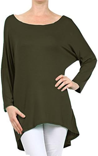 Women's Rayon Span High Low Tunic,Large,Olive