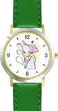 Rhythmic Gymnastics - Ribbon No.1 - Women's Gymnastics Theme - WATCHBUDDY® DELUXE TWO-TONE THEME WATCH - Arabic Numbers - Green Leather Strap-Size-Large ( Men's Size or Jumbo Women's Size )