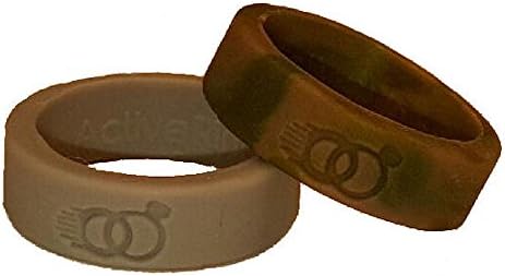 Active Rings - Replacement Wedding Rings for your active lifestyle. Never lose or damage your real wedding ring. Wear an Active Ring! (stone gray and green camo, 12)
