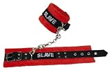 <strong>本革</strong>ベルト カラーベルベット手枷 SLAVE 赤