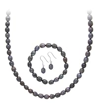 Sterling Silver Freshwater Cultured Peacock Pearl 3 piece Jewelry Set