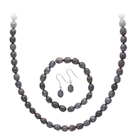 Sterling Silver Freshwater Cultured Peacock Pearl 3 piece Jewelry Set by SilverSpeck.com