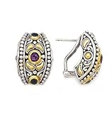 925 Silver, Blue Topaz & Amethyst Earrings with 18k Gold Accents (1.30ctw)