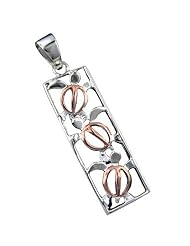 925 Silver Two Tone Rose Turtle Filigree Vertical Pendant Hawaiian Silver Jewelry
