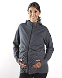 Lila Fashionable Maternity Hoodie with Zipper. Choose from Black or Grey
