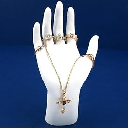 White Elegant Hand Display Ring Bracelet Jewelry Stand 6.5"