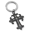 Stainless Steel Black-plated Cross Key Chain -